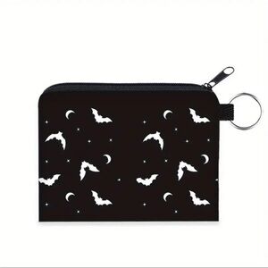 Black Bat Pattern Coin Purse Make Up Bag